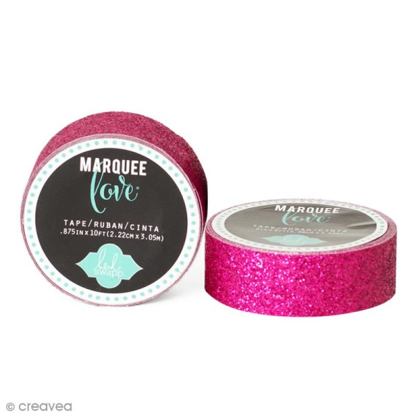 Masking tape pailleté Marquee Love - Rose - 2,22 cm x 3,05 m - Photo n°1