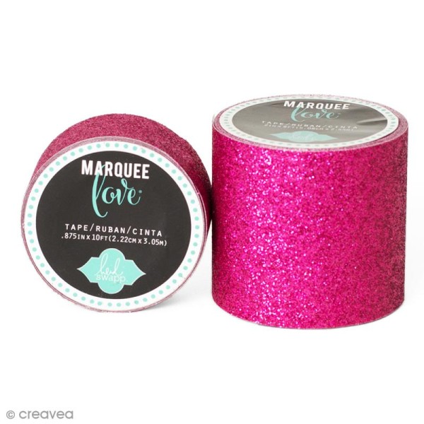 Masking tape large pailleté Marquee Love - Rose - 5,08 cm x 2,44 m - Photo n°1