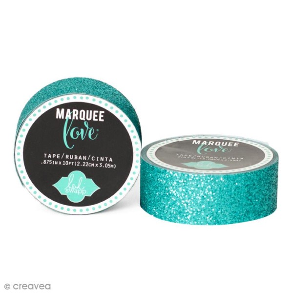 Masking tape pailleté Marquee Love - Bleu canard - 2,22 cm x 3,05 m - Photo n°1