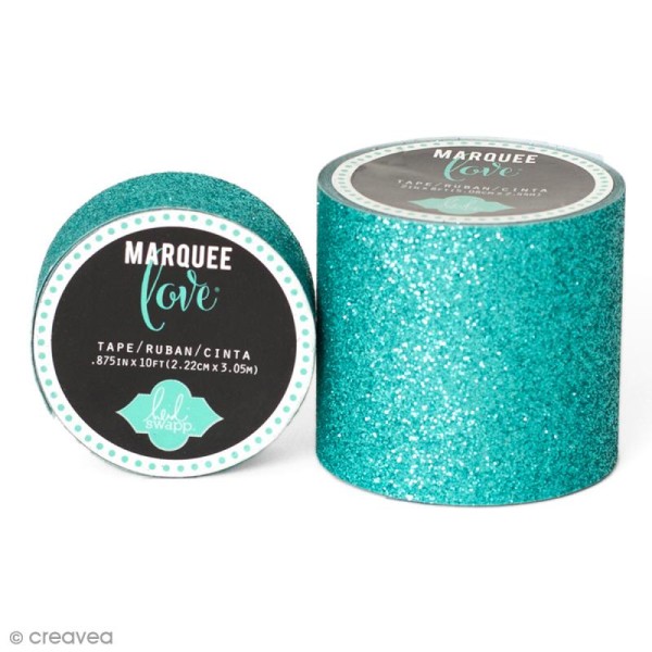 Masking tape large pailleté Marquee Love - Bleu canard - 5,08 cm x 2,44 m - Photo n°1