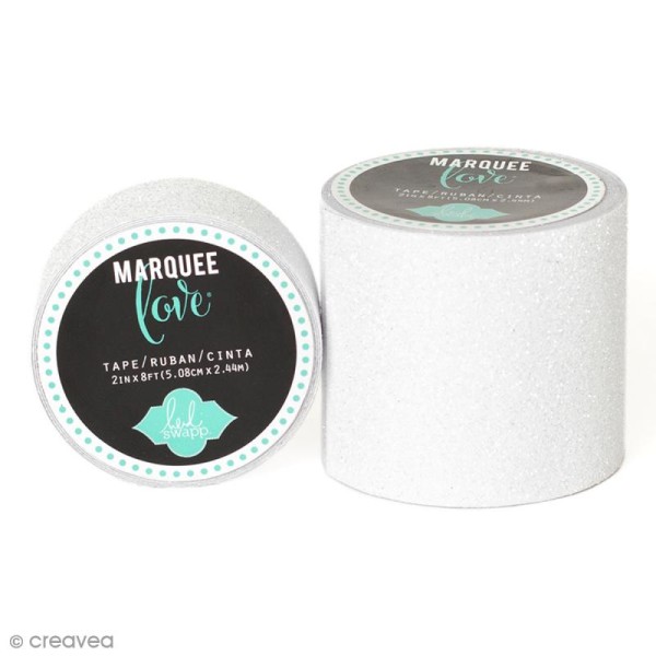 Masking tape large pailleté Marquee Love - Blanc - 5,08 cm x 2,44 m - Photo n°1