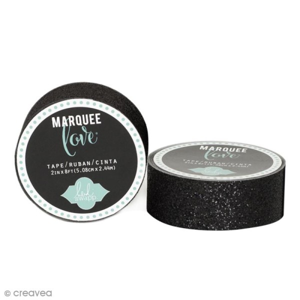 Masking tape pailleté Marquee Love - Noir - 2,22 cm x 3,05 m - Photo n°1
