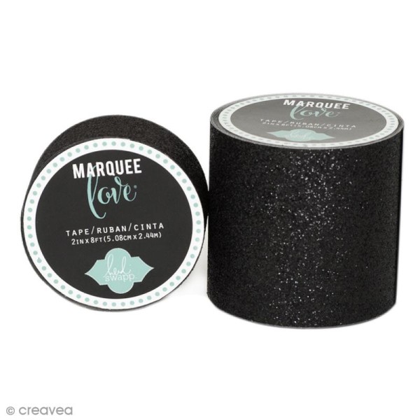 Masking tape large pailleté Marquee Love - Noir - 5,08 cm x 2,44 m - Photo n°1