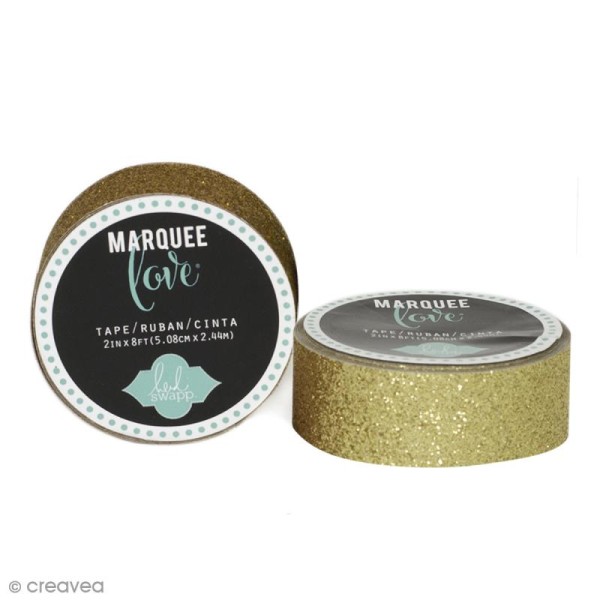Masking tape pailleté Marquee Love - Jaune doré - 2,22 cm x 3,05 m - Photo n°1