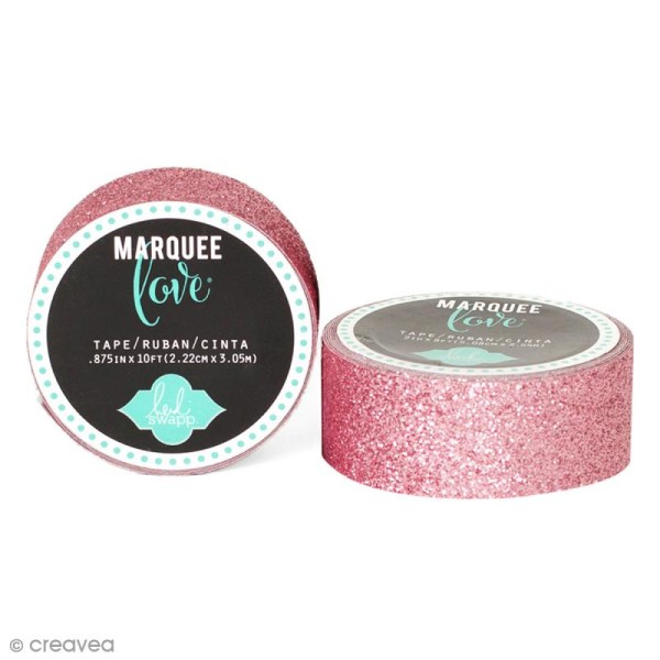Masking tape pailleté Marquee Love - Rose clair - 2,22 cm x 3,05 m - Photo n°1