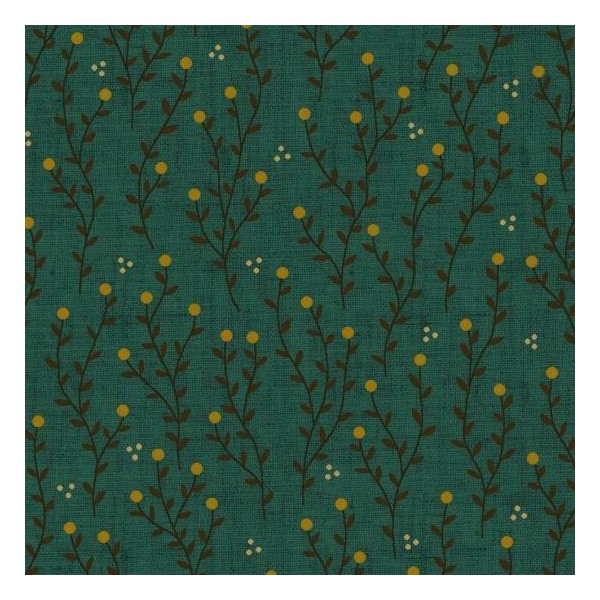 Tissu patchwork branches fond vert canard - Farmstead Harvest de Kim Diehl Dimensions:par 10 cm - Photo n°1
