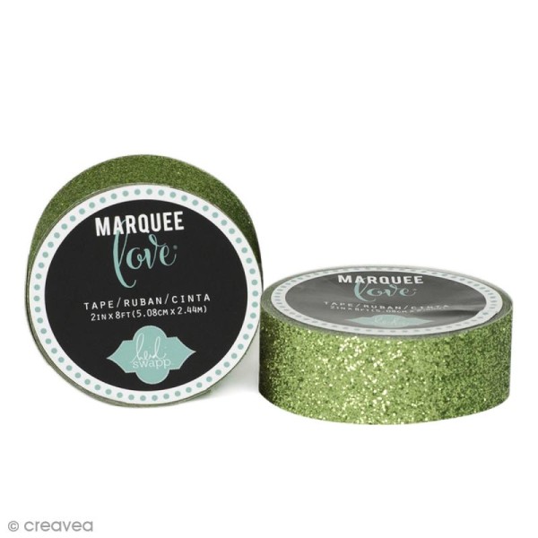 Masking tape pailleté Marquee Love - Vert pomme - 2,22 cm x 3,05 m - Photo n°1
