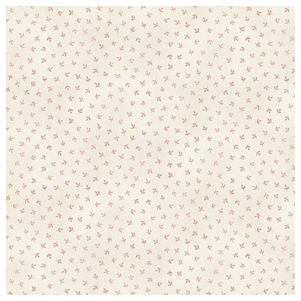 Tissu patchwork minis feuilles roses fond crème - Dream de Makower Dimensions:par 10 cm - Photo n°1