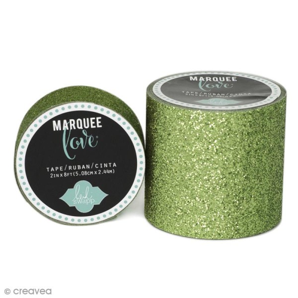 Masking tape large Marquee Love - Vert paillettes - 5,08 cm x 2,44 m - Photo n°1