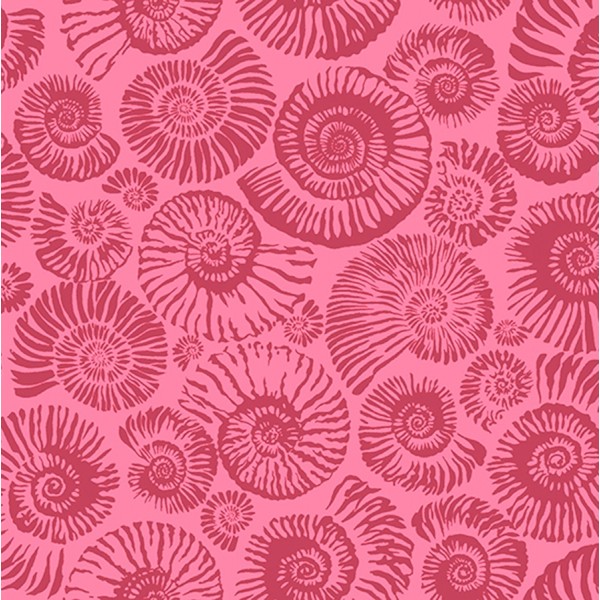 Tissu patchwork ammonites fond rose Arcadia - Snow Leopard designs Dimensions:par 10 cm - Photo n°1