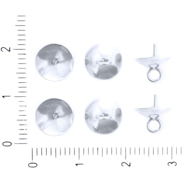 6pcs Argent en Acier Inoxydable Peg Caution de la Perle de la Pac tchèque Métal Conclusions 8mm x 8m - Photo n°1