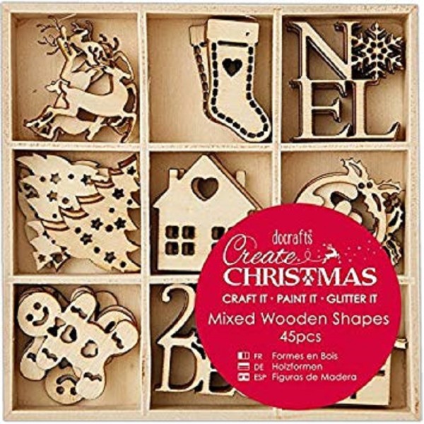Chipboard bois Docrafts - Create Christmas - 45 pcs - Photo n°1