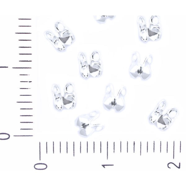 200pcs Ton Argent Perle Extrémité de Couverture des Bennes Rabattre à Sertir Connecteur Noeud Perles - Photo n°1
