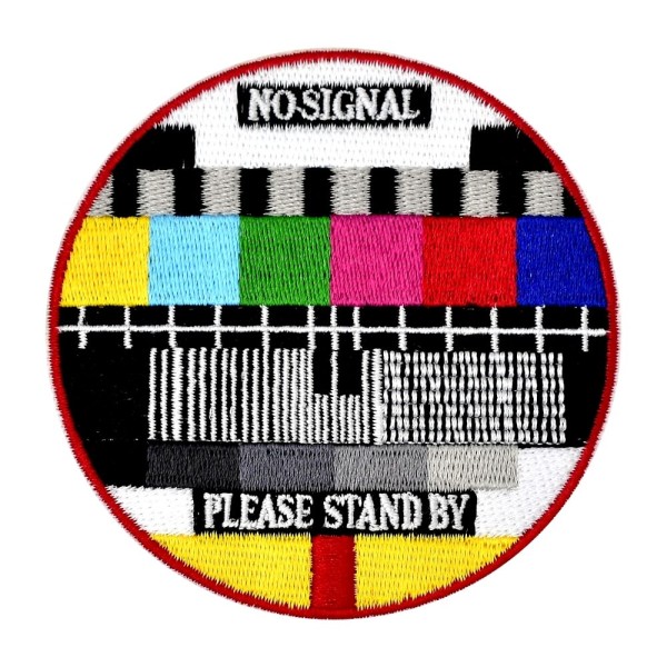 Ecusson brodé mire, No signal, please stand by TV, patch thermocollant - Photo n°2