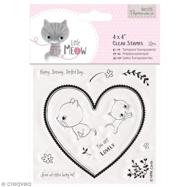 Tampons clear Coeur et chats Little Meow - 12 pcs - Photo n°1