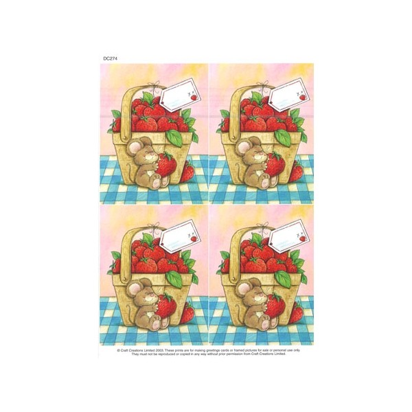 Carterie 3D A4  - Panier fraises souris - Photo n°1
