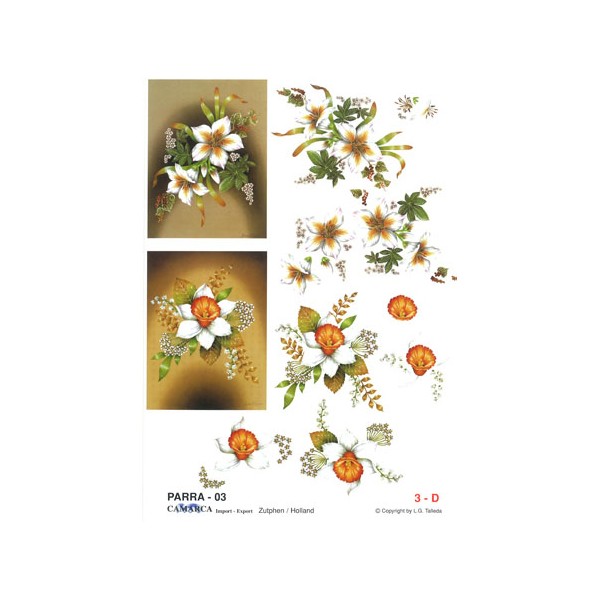 Carterie 3D A4  - Fleur blanche coeur orange - Photo n°1