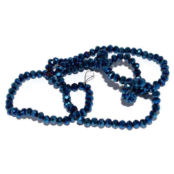 Perle à facettes rondes aplaties 3x4 mm électro bleu x10 - Photo n°1