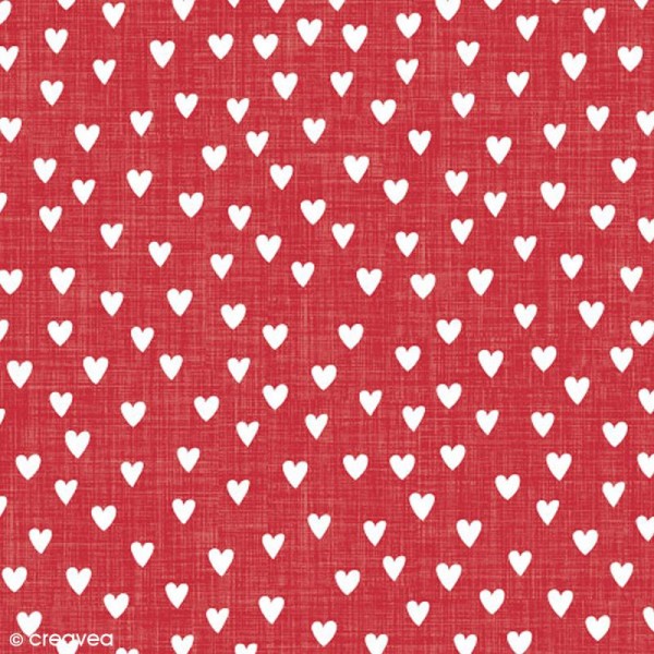 Serviette en papier Mariage - Petits coeurs blancs sur fond rouge - 20 pcs - Photo n°1