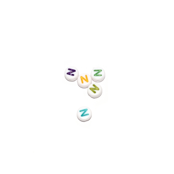 Perle ronde lettre N acrylique multicouleurs 7 mm - Photo n°1