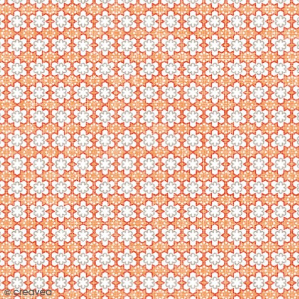 Serviette en papier Fleur - Fleurs sur fond orange - 20 pcs - Photo n°1