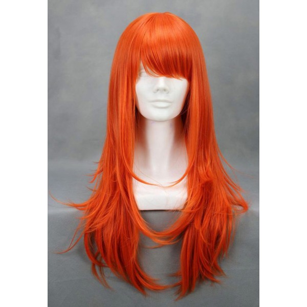 Perruque longue orange ondulée 65cm, cosplay one piece nami - Photo n°1