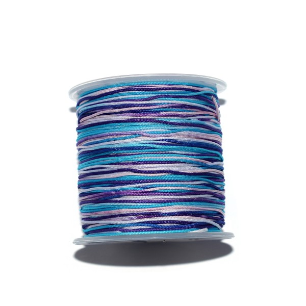 Fil nylon tressé 1 mm multicouleurs (bleu, turquoise, mauve, rose) x1 m - Photo n°1