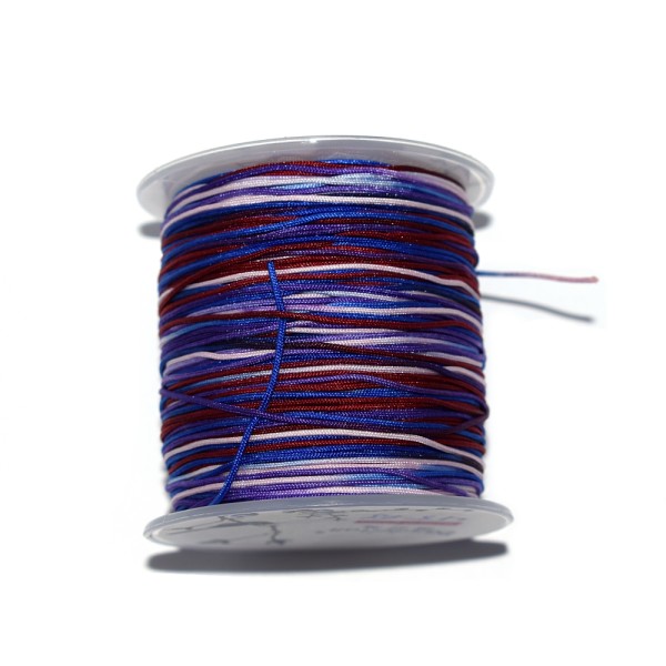 Fil nylon tressé 1 mm multicouleurs (violet, bleu, bordeaux) x1 - Photo n°1