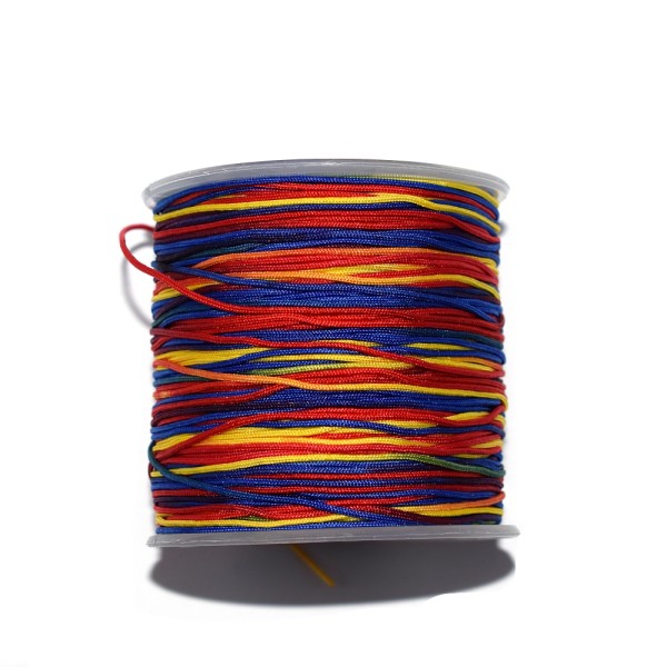 Fil nylon tressé 1 mm multicouleurs (jaune, rouge, vert, bleu) x1 - Photo n°1
