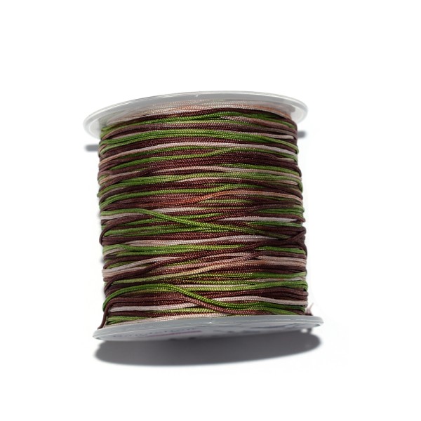 Fil nylon tressé 1 mm multicouleurs (vert, marron, beige) x1 m - Photo n°1