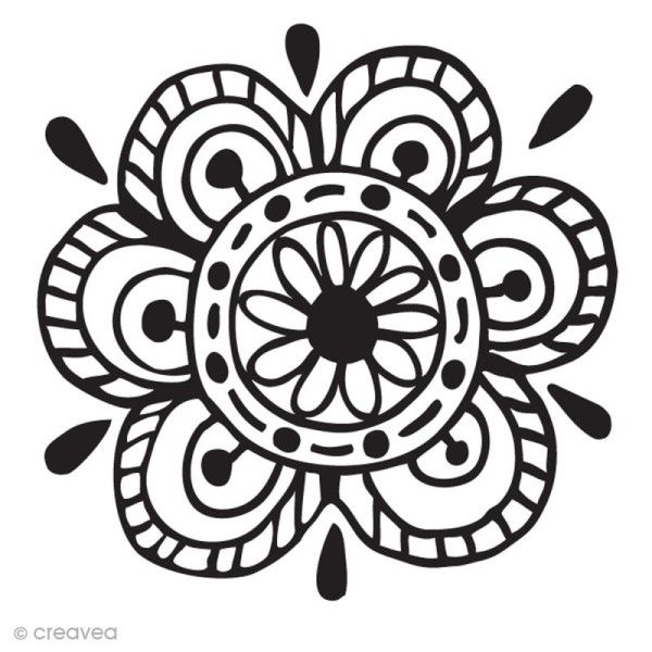 Tampon zentangle - Fleur - 6 x 6 cm - Photo n°1