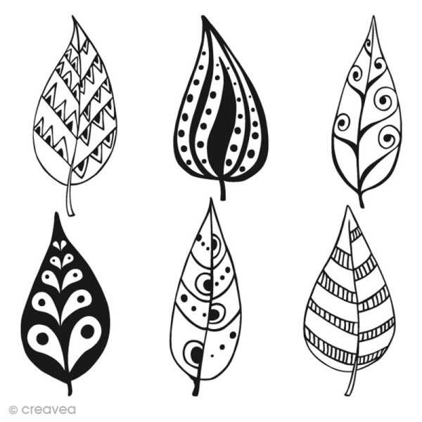 Tampon zentangle - 6 feuilles - 6 x 6 cm - Photo n°1