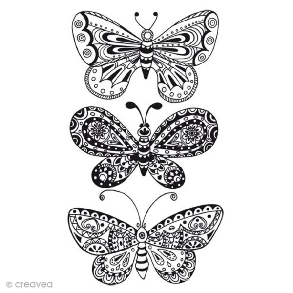 Tampon zentangle - 3 papillons - 6 x 4 cm - Photo n°1