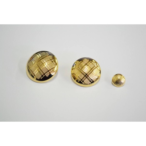 Bouton métal motif quadrillage doré 20mm - Photo n°1