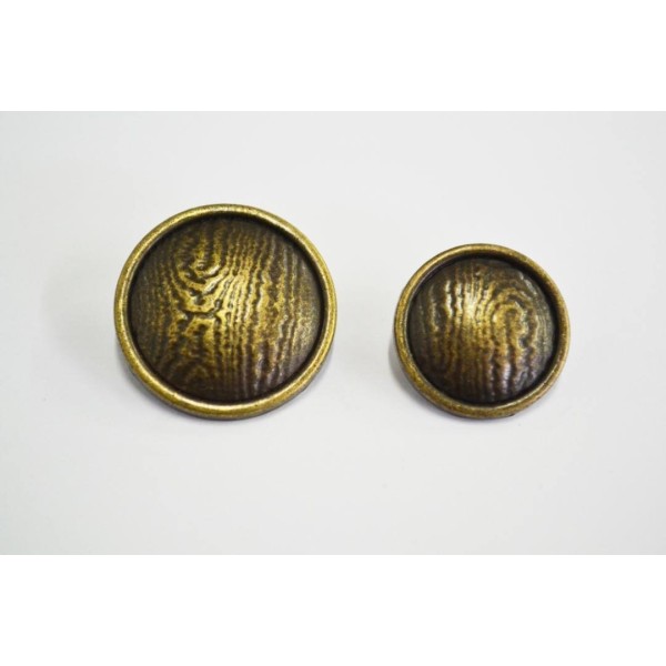 Bouton métal motif effet bois bronze 22mm - Photo n°1