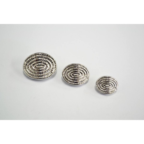 Bouton métal spirale ovale argenté 16mm - Photo n°1