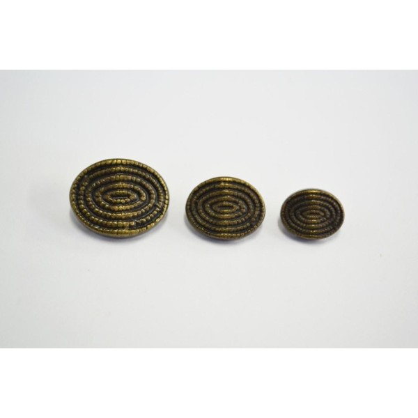 Bouton métal spirale ovale bronze 16mm - Photo n°1