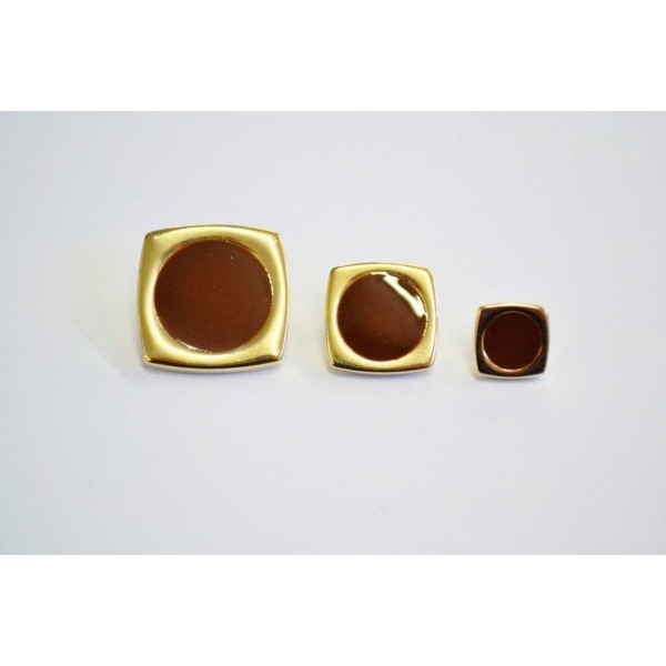 Bouton métal bicolore laqué or et brun 12mm - Photo n°1