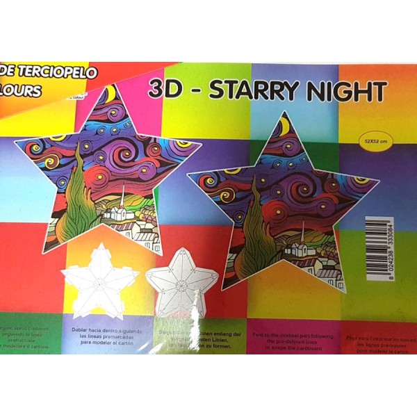 Etoile thème nuit étoilée à assembler et à colorier - 12 feutres inclus - 52 x 52 cm Colorvelvet - Photo n°1