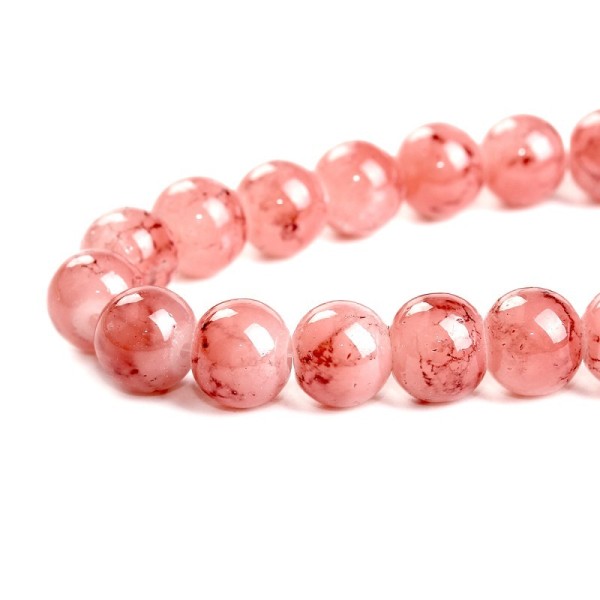 80 Perles en Verre Rond Rouge Lavis 10mm Dia. - Photo n°1