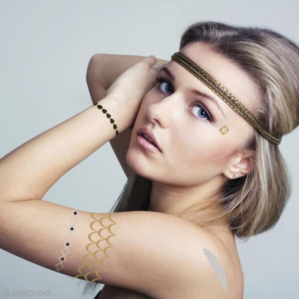 Tatouage temporaire Bijoux - Bracelets à maillons ronds - 8 tattoos - Photo n°2