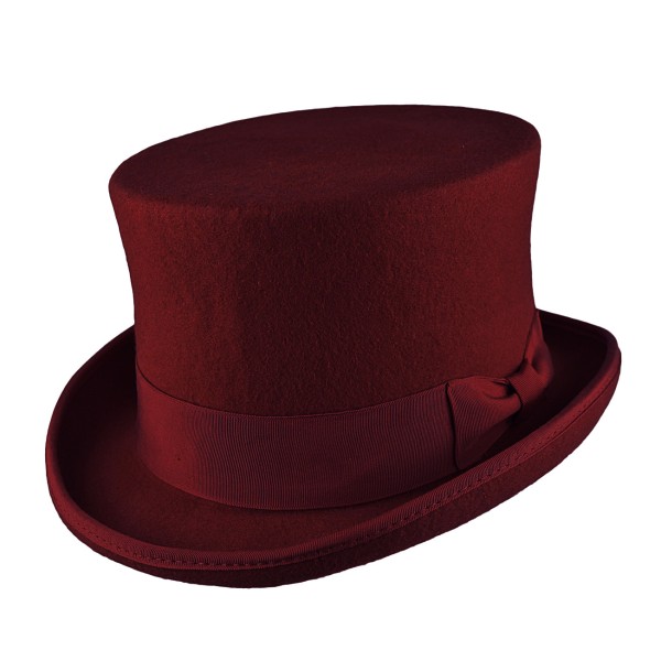 Chapeau haut de forme rouge bordeaux, victorien élégant chic - Photo n°1