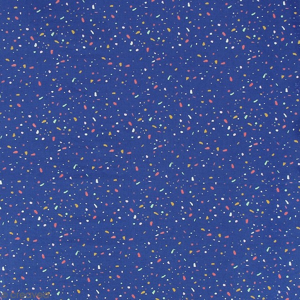 Tissu Frou-Frou Echappées belles - Memphis Terrazzo - Bleu intense - Par 10 cm (sur mesure) - Photo n°1