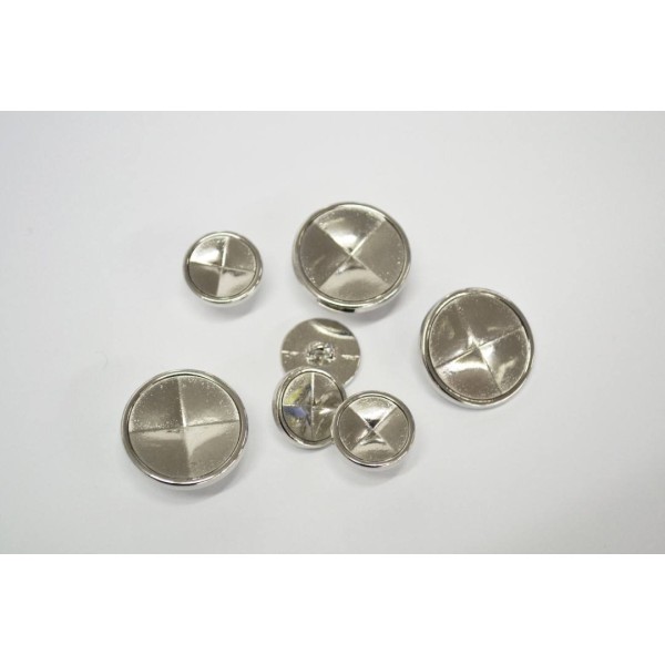 Bouton métal géométrique vernis argenté 15mm - Photo n°1
