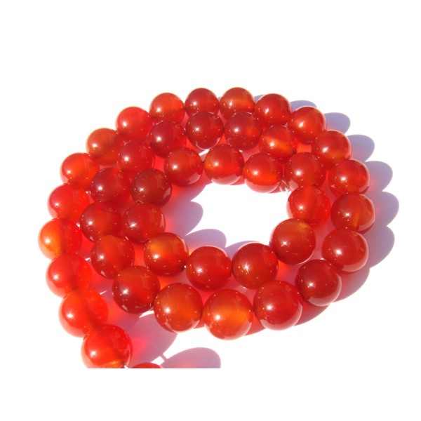 Agate Rouge : 5 Perles 8 MM de diamètre - Photo n°1