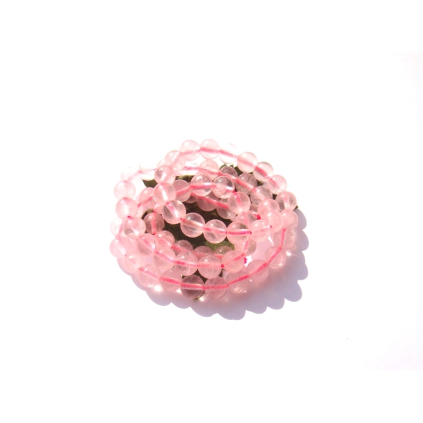 Quartz Rose très pâle : 10 perles 8 MM de diamètre - Photo n°1