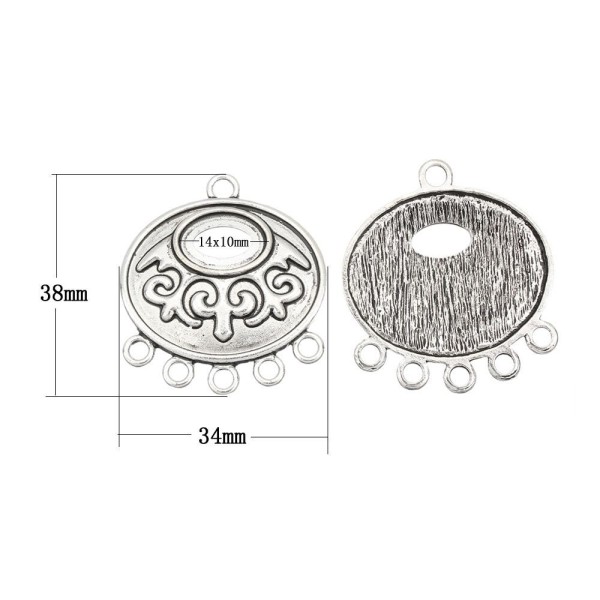 1pc Antique Ton Argent de forme Ovale en Métal 5 Trous Connecteur Pendentif Charms Perles tchèque tc - Photo n°1