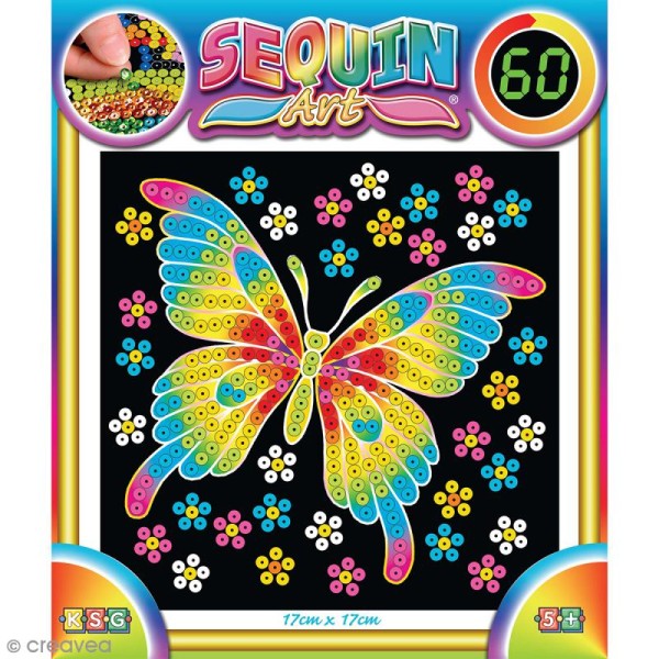 Sequin art 60 minutes - Papillon - Tableau 17 x 17 cm - Photo n°1