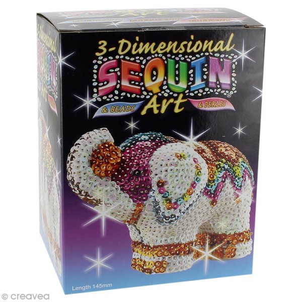 Kit Sequin art 3D - Eléphant - 10,5 cm - Photo n°1