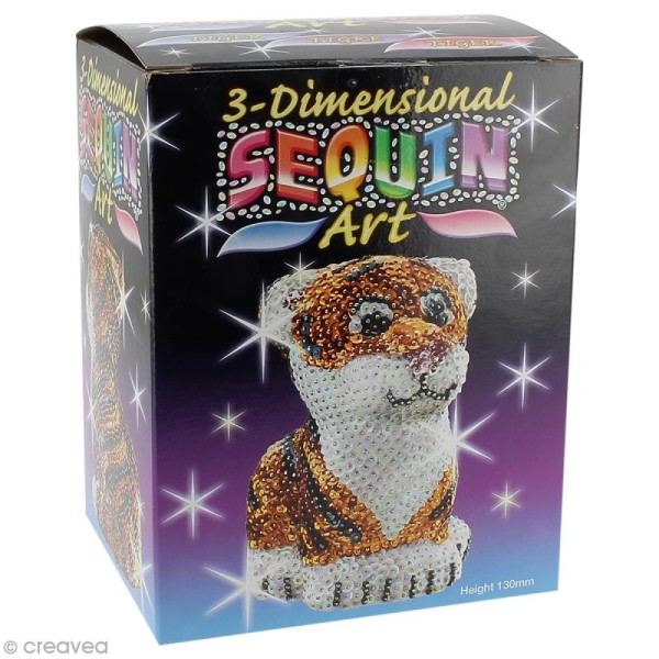 Kit Sequin art 3D - Tigre - 13 cm - Photo n°1